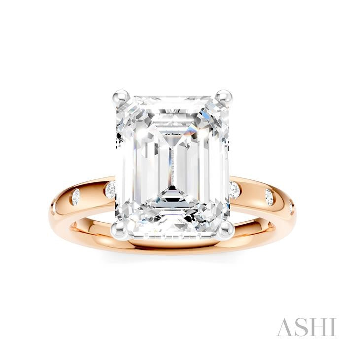 ASHI Emerald Shape Semi-Mount Diamond Engagement Ring 196B7PPFHPW-SM-EM3