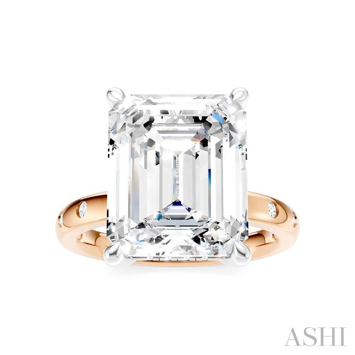 ASHI Emerald Shape Semi-Mount Diamond Engagement Ring 196B7PPFHPW-SM-EM5