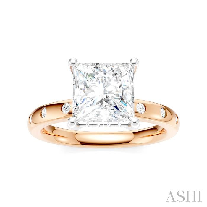 ASHI Princess Shape Semi-Mount Diamond Engagement Ring 196B7PPFHPW-SM-PN2