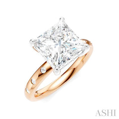 ASHI Princess Shape Semi-Mount Diamond Engagement Ring 196B7PPFHPW-SM-PN3
