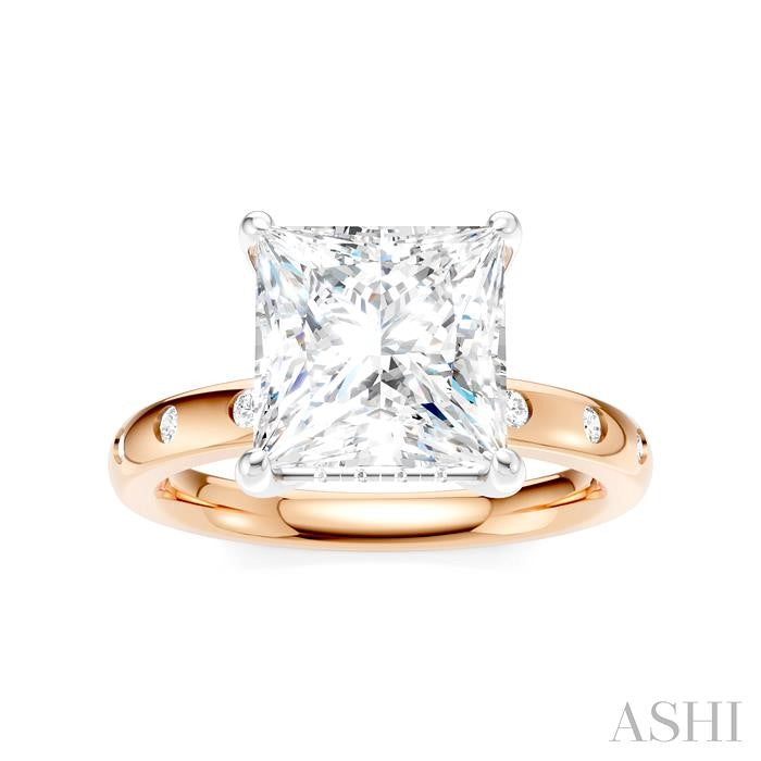 ASHI Princess Shape Semi-Mount Diamond Engagement Ring 196B7PPFHPW-SM-PN3