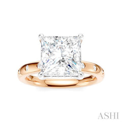 ASHI Princess Shape Semi-Mount Diamond Engagement Ring 196B7PPFHPW-SM-PN3