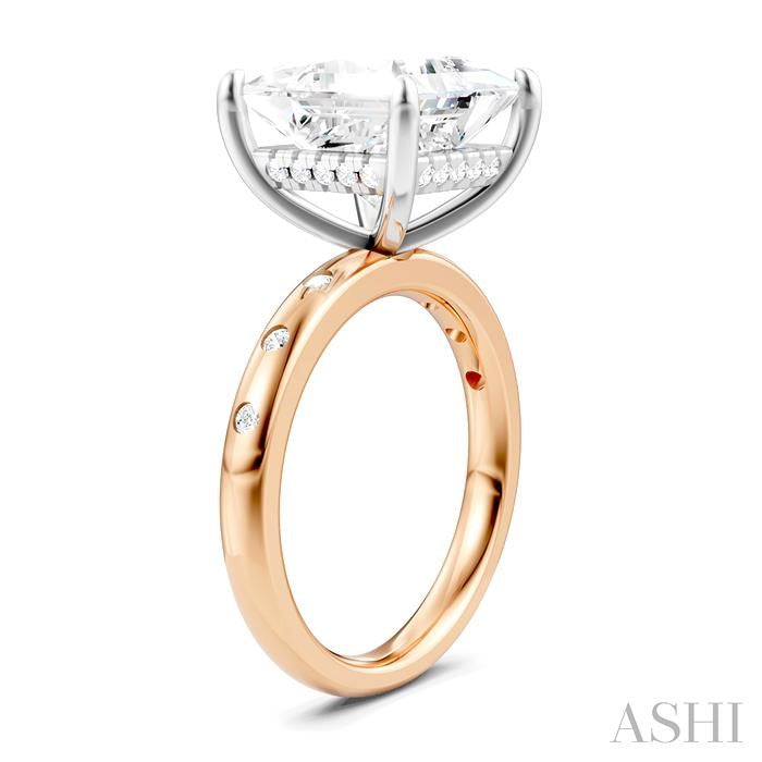 ASHI Princess Shape Semi-Mount Diamond Engagement Ring 196B7PPFHPW-SM-PN5