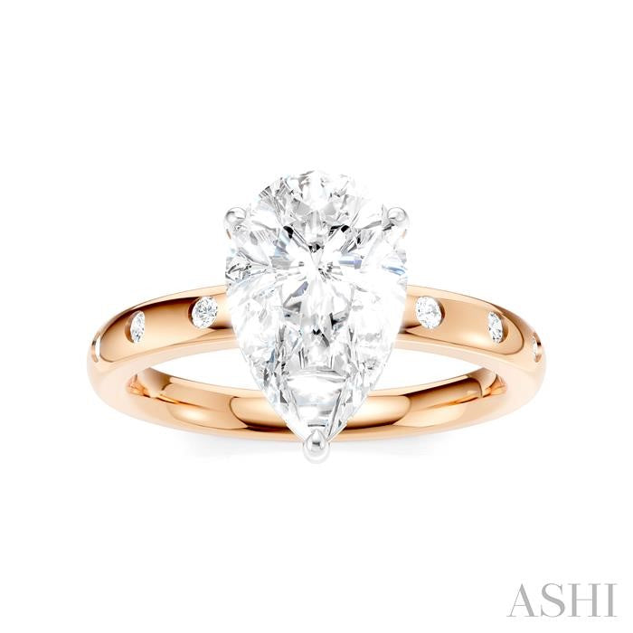 ASHI Pear Shape Semi-Mount Diamond Engagement Ring 196B7PPFHPW-SM-PR2