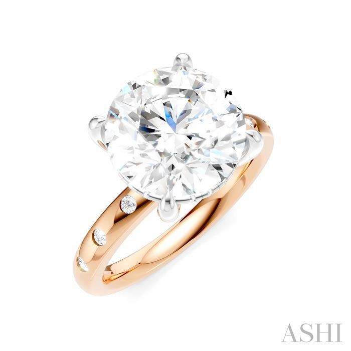 ASHI Round Shape Semi-Mount Diamond Engagement Ring 196B7PPFHPW-SM-RD4