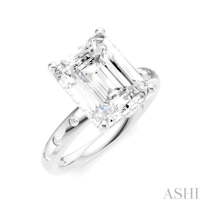 ASHI Emerald Shape Semi-Mount Diamond Engagement Ring 196B7PPFHWG-SM-EM3