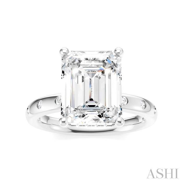 ASHI Emerald Shape Semi-Mount Diamond Engagement Ring 196B7PPFHWG-SM-EM3