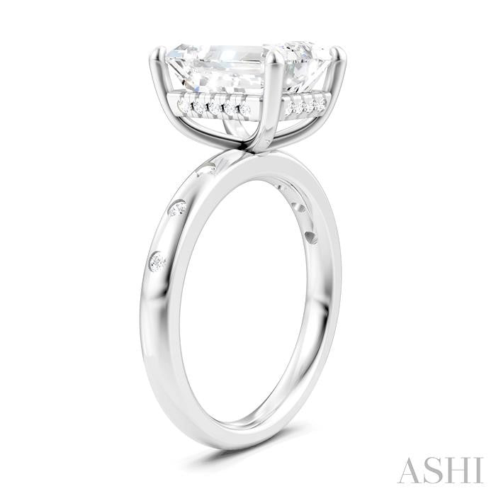 ASHI Emerald Shape Semi-Mount Diamond Engagement Ring 196B7PPFHWG-SM-EM3