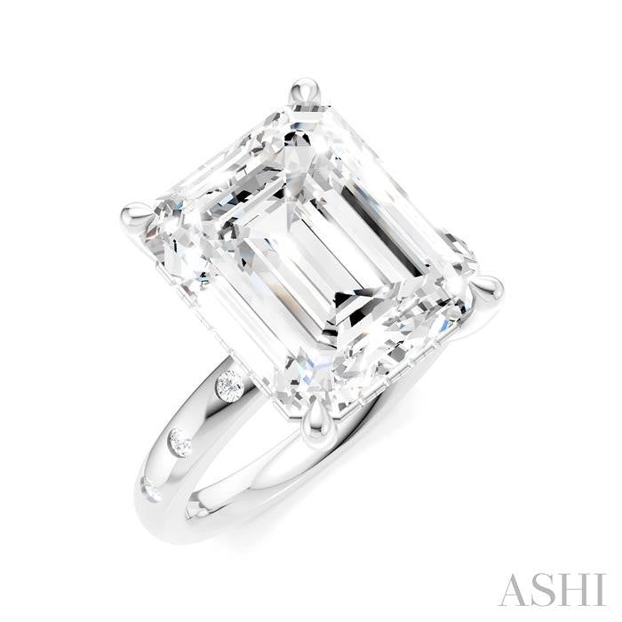 ASHI Emerald Shape Semi-Mount Diamond Engagement Ring 196B7PPFHWG-SM-EM5