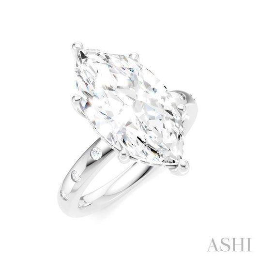 ASHI Marquise Shape Semi-Mount Diamond Engagement Ring 196B7PPFHWG-SM-MQ4