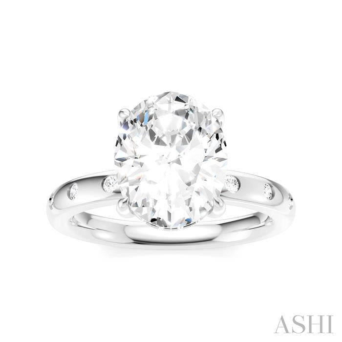 ASHI Oval Shape Semi-Mount Diamond Engagement Ring 196B7PPFHWG-SM-OV3