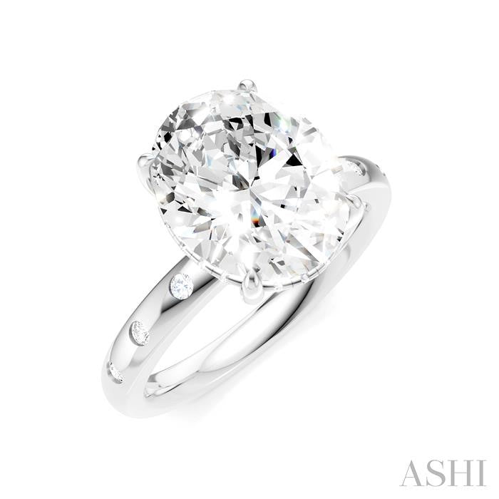 ASHI Oval Shape Semi-Mount Diamond Engagement Ring 196B7PPFHWG-SM-OV4