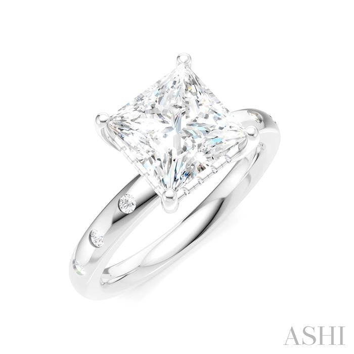 ASHI Princess Shape Semi-Mount Diamond Engagement Ring 196B7PPFHWG-SM-PN2