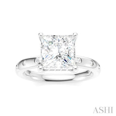 ASHI Princess Shape Semi-Mount Diamond Engagement Ring 196B7PPFHWG-SM-PN2