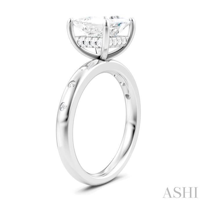 ASHI Princess Shape Semi-Mount Diamond Engagement Ring 196B7PPFHWG-SM-PN2