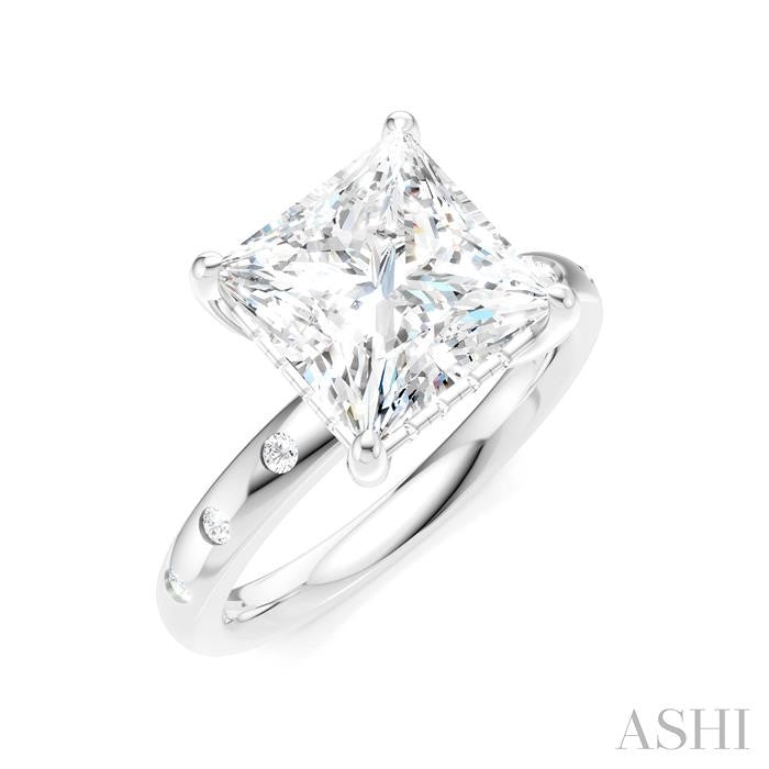 ASHI Princess Shape Semi-Mount Diamond Engagement Ring 196B7PPFHWG-SM-PN3