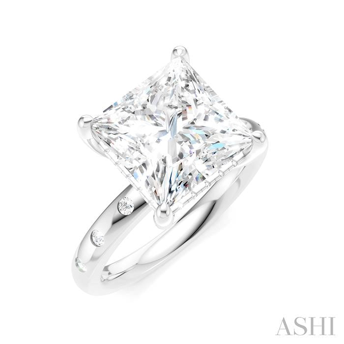 ASHI Princess Shape Semi-Mount Diamond Engagement Ring 196B7PPFHWG-SM-PN4
