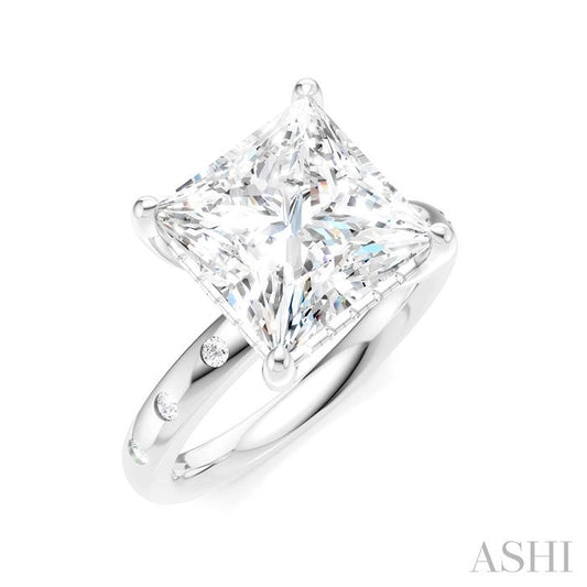 ASHI Princess Shape Semi-Mount Diamond Engagement Ring 196B7PPFHWG-SM-PN4