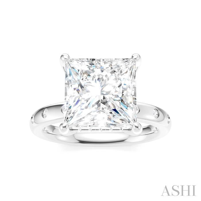 ASHI Princess Shape Semi-Mount Diamond Engagement Ring 196B7PPFHWG-SM-PN4