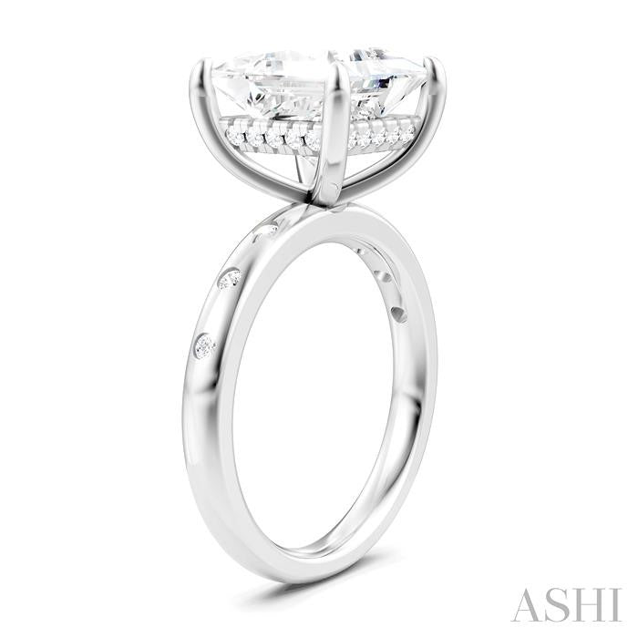 ASHI Princess Shape Semi-Mount Diamond Engagement Ring 196B7PPFHWG-SM-PN4