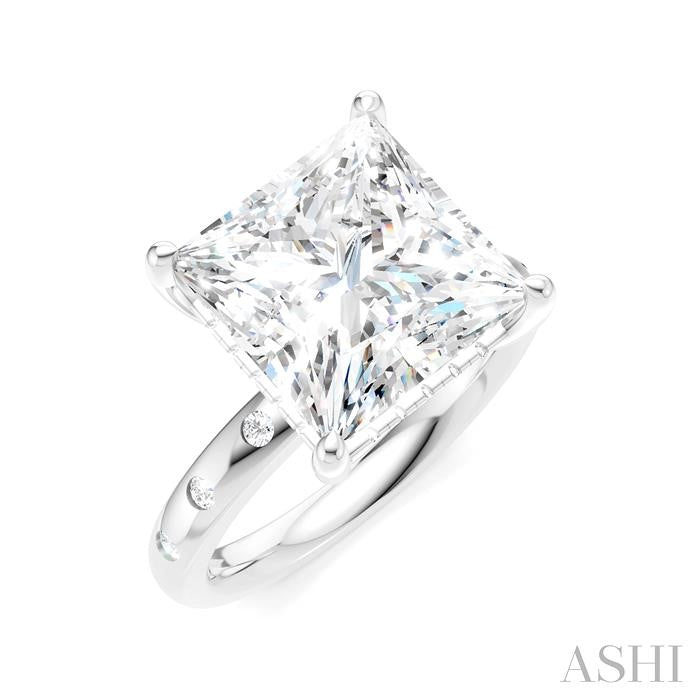ASHI Princess Shape Semi-Mount Diamond Engagement Ring 196B7PPFHWG-SM-PN5