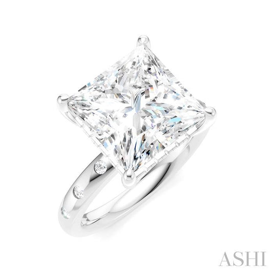 ASHI Princess Shape Semi-Mount Diamond Engagement Ring 196B7PPFHWG-SM-PN5
