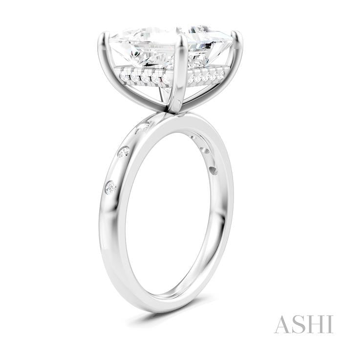 ASHI Princess Shape Semi-Mount Diamond Engagement Ring 196B7PPFHWG-SM-PN5