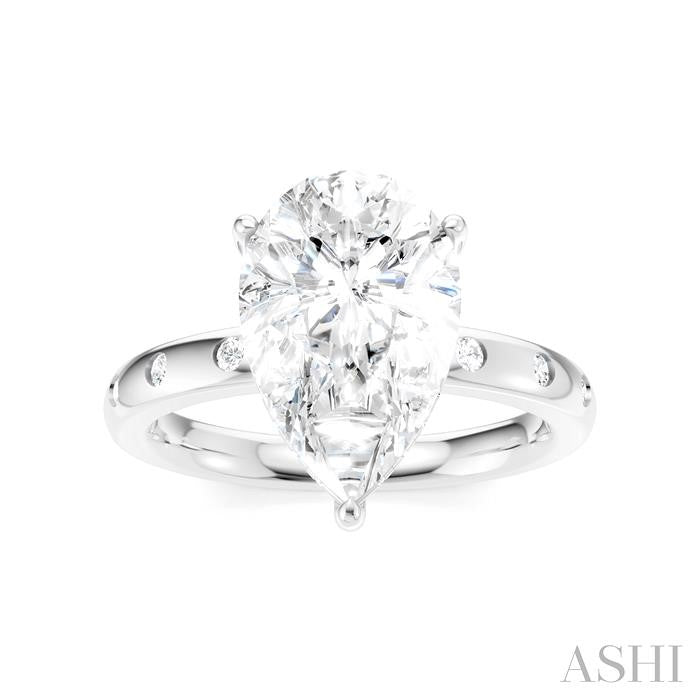 ASHI Pear Shape Semi-Mount Diamond Engagement Ring 196B7PPFHWG-SM-PR3