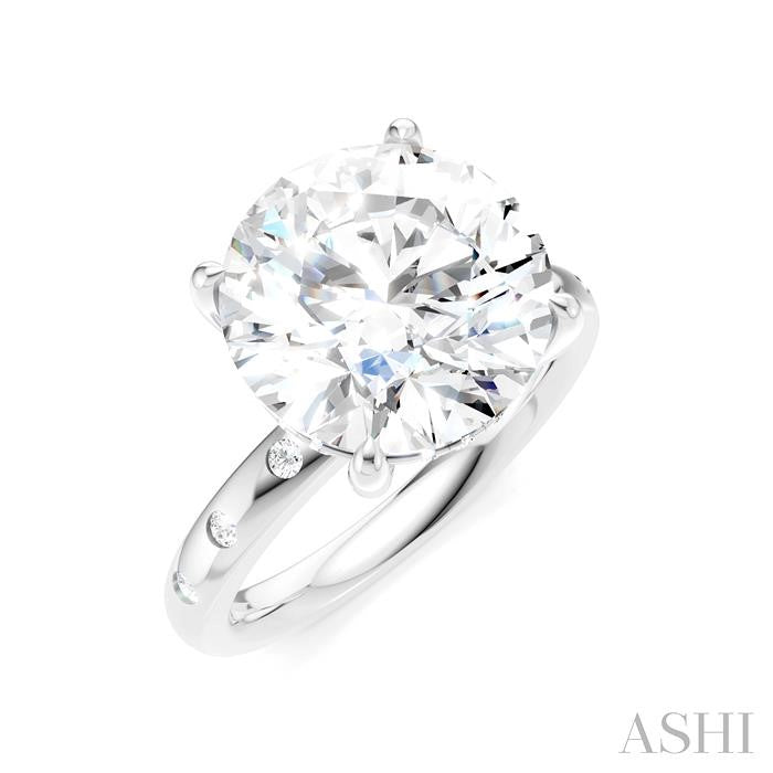 ASHI Round Shape Semi-Mount Diamond Engagement Ring 196B7PPFHWG-SM-RD5