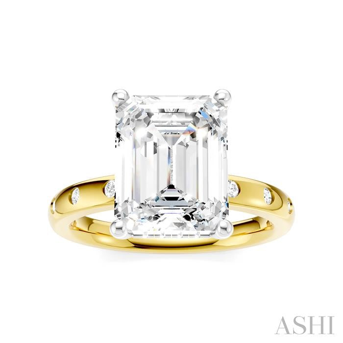 ASHI Emerald Shape Semi-Mount Diamond Engagement Ring 196B7PPFHYW-SM-EM3