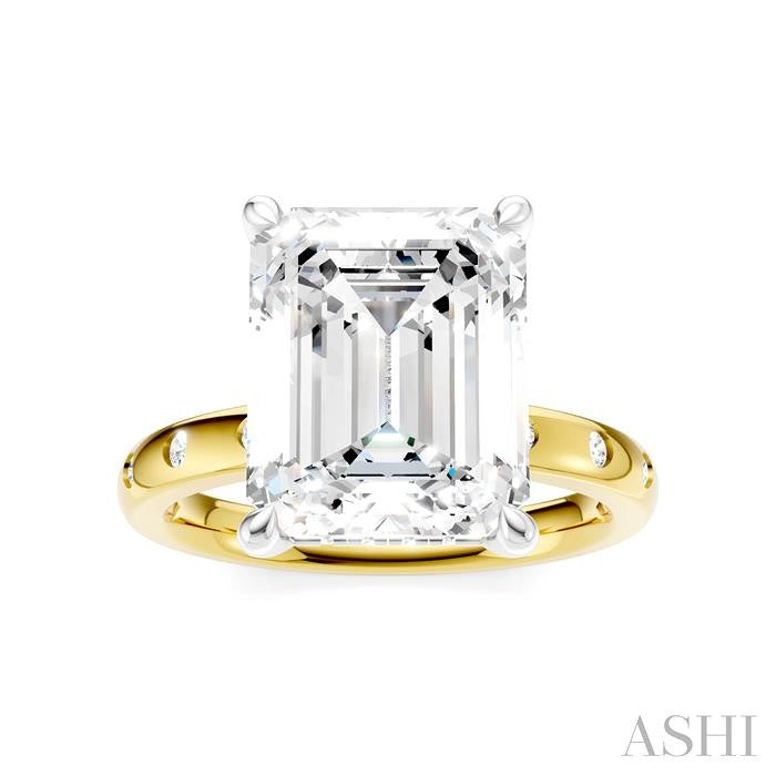 ASHI Emerald Shape Semi-Mount Diamond Engagement Ring 196B7PPFHYW-SM-EM4