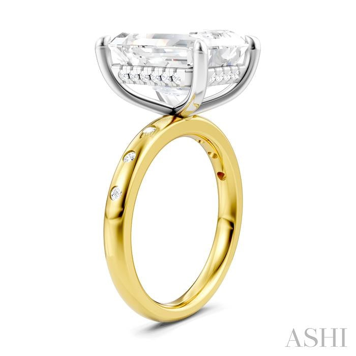 ASHI Emerald Shape Semi-Mount Diamond Engagement Ring 196B7PPFHYW-SM-EM5