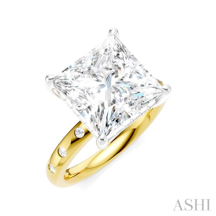 ASHI Princess Shape Semi-Mount Diamond Engagement Ring 196B7PPFHYW-SM-PN5