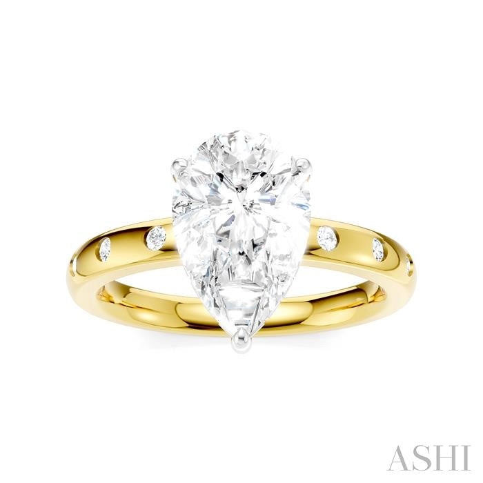 ASHI Pear Shape Semi-Mount Diamond Engagement Ring 196B7PPFHYW-SM-PR2