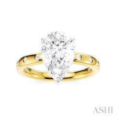 ASHI Pear Shape Semi-Mount Diamond Engagement Ring 196B7PPFHYW-SM-PR2
