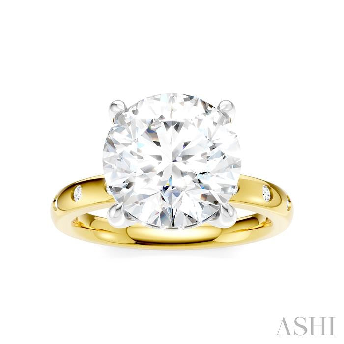ASHI Round Shape Semi-Mount Diamond Engagement Ring 196B7PPFHYW-SM-RD4