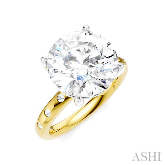 ASHI Round Shape Semi-Mount Diamond Engagement Ring 196B7PPFHYW-SM-RD5