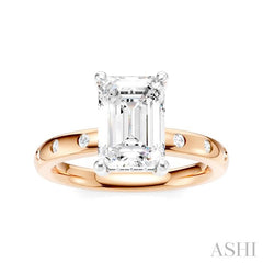 ASHI Emerald Shape Semi-Mount Diamond Engagement Ring 196B8PPFHPW-SM-EM2