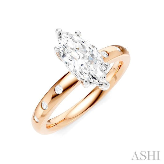 ASHI Marquise Shape Semi-Mount Diamond Engagement Ring 196B8PPFHPW-SM-MQ1