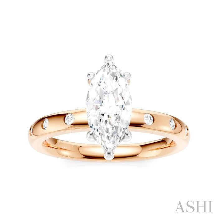 ASHI Marquise Shape Semi-Mount Diamond Engagement Ring 196B8PPFHPW-SM-MQ1