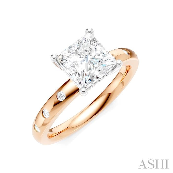 ASHI Princess Shape Semi-Mount Diamond Engagement Ring 196B8PPFHPW-SM-PN1