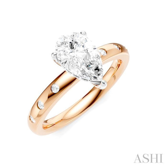 ASHI Pear Shape Semi-Mount Diamond Engagement Ring 196B8PPFHPW-SM-PR1