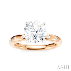 ASHI Round Shape Semi-Mount Diamond Engagement Ring 196B8PPFHPW-SM-RD2