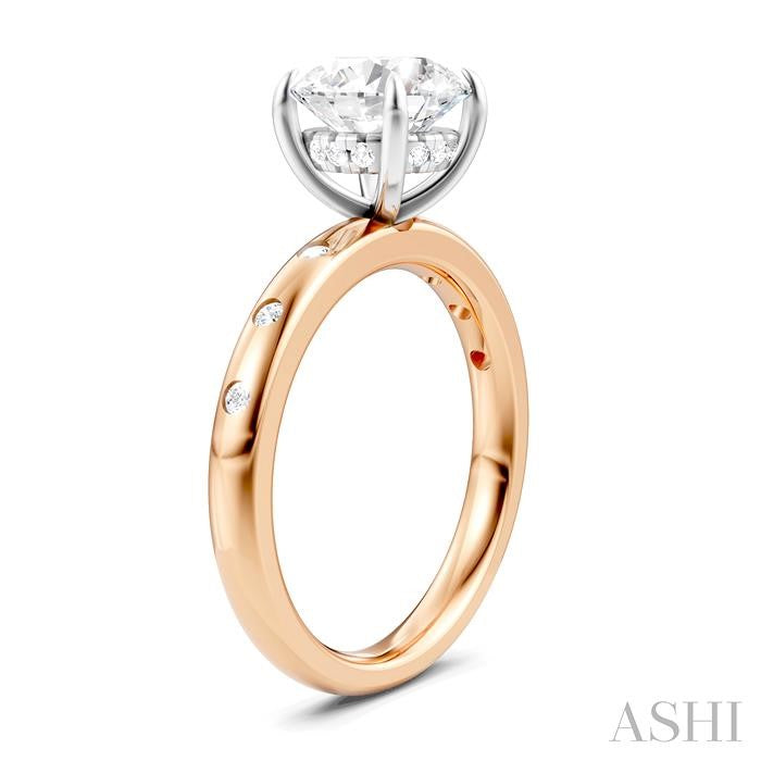 ASHI Round Shape Semi-Mount Diamond Engagement Ring 196B8PPFHPW-SM-RD2