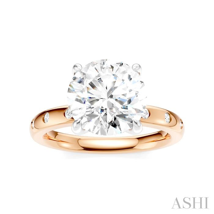 ASHI Round Shape Semi-Mount Diamond Engagement Ring 196B8PPFHPW-SM-RD3