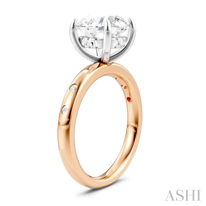 ASHI Round Shape Semi-Mount Diamond Engagement Ring 196B8PPFHPW-SM-RD3
