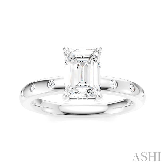ASHI Emerald Shape Semi-Mount Diamond Engagement Ring 196B8PPFHWG-SM-EM1