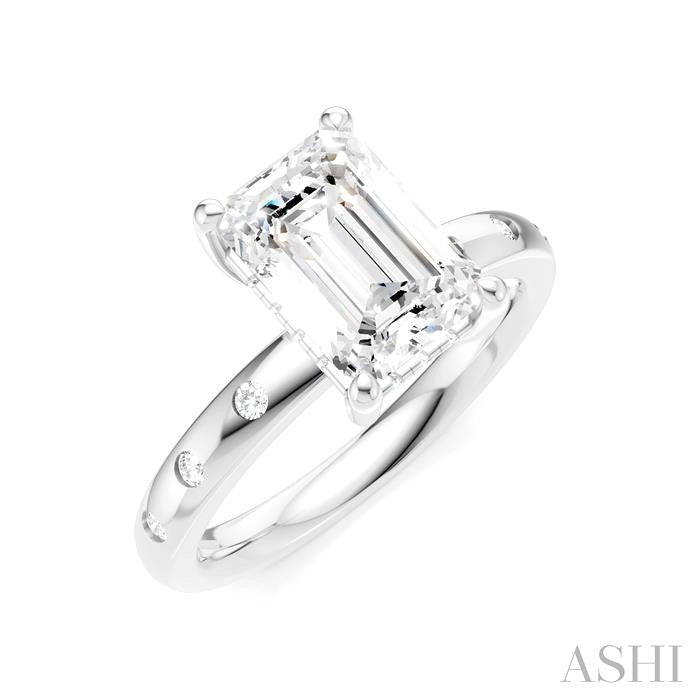 ASHI Emerald Shape Semi-Mount Diamond Engagement Ring 196B8PPFHWG-SM-EM2