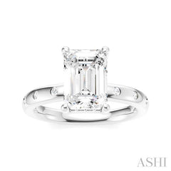 ASHI Emerald Shape Semi-Mount Diamond Engagement Ring 196B8PPFHWG-SM-EM2