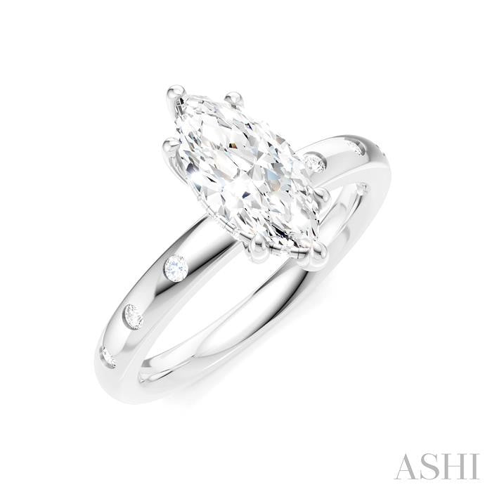 ASHI Marquise Shape Semi-Mount Diamond Engagement Ring 196B8PPFHWG-SM-MQ1